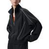 imagebaleaf Womens Yoga Loose Fit HalfZip Pullover HoodieBlack