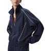 imagebaleaf Womens Yoga Loose Fit HalfZip Pullover HoodieNavy Blue