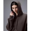 imagebaleaf Womens Loose Fleece lined Hooded SweatshirtDark Brown