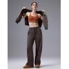imagebaleaf Womens Wide Leg Fleece Lined PantsDark Brown