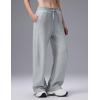 imagebaleaf Womens Wide Leg Fleece Lined PantsHeather Light Gray