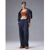 imagebaleaf Womens Wide Leg Fleece Lined PantsNavy Blue