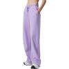 imagebaleaf Womens Wide Leg Fleece Lined PantsLight Purple