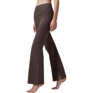 imagebaleaf Womens Fleece Lined Flare LeggingsDark Brown