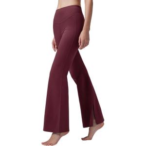 imagebaleaf Womens Fleece Lined Flare LeggingsWine Red