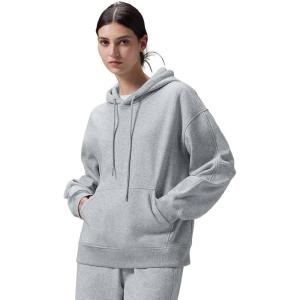 imagebaleaf Womens Loose Fleece lined Hooded SweatshirtHeather Light Gray