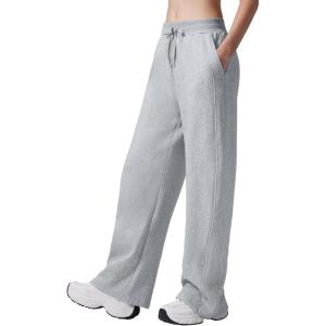 imagebaleaf Womens Wide Leg Fleece Lined PantsHeather Light Gray