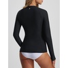 image:imagebaleaf Half Zip UPF50 Rash Guard for Women Long Sleeve Sun Protection Swim Shirts Quick Dry Swimsuits Top with Thumb HoleBlack