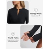 image:imagebaleaf Half Zip UPF50 Rash Guard for Women Long Sleeve Sun Protection Swim Shirts Quick Dry Swimsuits Top with Thumb HoleBlack