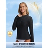 image:imagebaleaf Half Zip UPF50 Rash Guard for Women Long Sleeve Sun Protection Swim Shirts Quick Dry Swimsuits Top with Thumb HoleBlack