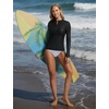image:imagebaleaf Half Zip UPF50 Rash Guard for Women Long Sleeve Sun Protection Swim Shirts Quick Dry Swimsuits Top with Thumb HoleBlack