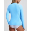 image:imagebaleaf Half Zip UPF50 Rash Guard for Women Long Sleeve Sun Protection Swim Shirts Quick Dry Swimsuits Top with Thumb HoleBlue