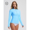 image:imagebaleaf Half Zip UPF50 Rash Guard for Women Long Sleeve Sun Protection Swim Shirts Quick Dry Swimsuits Top with Thumb HoleBlue