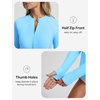 image:imagebaleaf Half Zip UPF50 Rash Guard for Women Long Sleeve Sun Protection Swim Shirts Quick Dry Swimsuits Top with Thumb HoleBlue