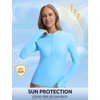 image:imagebaleaf Half Zip UPF50 Rash Guard for Women Long Sleeve Sun Protection Swim Shirts Quick Dry Swimsuits Top with Thumb HoleBlue