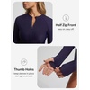 image:imagebaleaf Half Zip UPF50 Rash Guard for Women Long Sleeve Sun Protection Swim Shirts Quick Dry Swimsuits Top with Thumb HoleNavy Blue