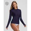 image:imagebaleaf Half Zip UPF50 Rash Guard for Women Long Sleeve Sun Protection Swim Shirts Quick Dry Swimsuits Top with Thumb HoleNavy Blue