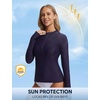 image:imagebaleaf Half Zip UPF50 Rash Guard for Women Long Sleeve Sun Protection Swim Shirts Quick Dry Swimsuits Top with Thumb HoleNavy Blue