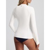 image:imagebaleaf Half Zip UPF50 Rash Guard for Women Long Sleeve Sun Protection Swim Shirts Quick Dry Swimsuits Top with Thumb HoleStar White