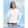 image:imagebaleaf Half Zip UPF50 Rash Guard for Women Long Sleeve Sun Protection Swim Shirts Quick Dry Swimsuits Top with Thumb HoleStar White