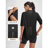 image:imagebaleaf Womens Cycling Jersey Half Sleeve Bike Shirts Quick Dry Half Zip Biking Tops UPF 50 Pockets Workout Runing HikingBlack