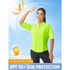 image:imagebaleaf Womens Cycling Jersey Half Sleeve Bike Shirts Quick Dry Half Zip Biking Tops UPF 50 Pockets Workout Runing HikingFluorescent Green