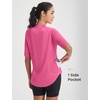 image:imagebaleaf Womens Cycling Jersey Half Sleeve Bike Shirts Quick Dry Half Zip Biking Tops UPF 50 Pockets Workout Runing HikingPink