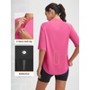 image:imagebaleaf Womens Cycling Jersey Half Sleeve Bike Shirts Quick Dry Half Zip Biking Tops UPF 50 Pockets Workout Runing HikingPink