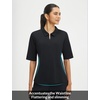 image:imagebaleaf Womens Golf Shirts Half Sleeve Elbow Length Sleeves Polo Tops Workout Athletic Collared Quarter Zip V Neck UPFBlack