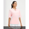 image:imagebaleaf Womens Golf Shirts Half Sleeve Elbow Length Sleeves Polo Tops Workout Athletic Collared Quarter Zip V Neck UPFLight Pink