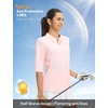 image:imagebaleaf Womens Golf Shirts Half Sleeve Elbow Length Sleeves Polo Tops Workout Athletic Collared Quarter Zip V Neck UPFLight Pink