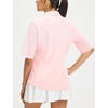 image:imagebaleaf Womens Golf Shirts Half Sleeve Elbow Length Sleeves Polo Tops Workout Athletic Collared Quarter Zip V Neck UPFLight Pink