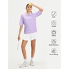 image:imagebaleaf Womens Golf Shirts Half Sleeve Elbow Length Sleeves Polo Tops Workout Athletic Collared Quarter Zip V Neck UPFLight Purple