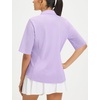 image:imagebaleaf Womens Golf Shirts Half Sleeve Elbow Length Sleeves Polo Tops Workout Athletic Collared Quarter Zip V Neck UPFLight Purple