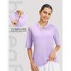 image:imagebaleaf Womens Golf Shirts Half Sleeve Elbow Length Sleeves Polo Tops Workout Athletic Collared Quarter Zip V Neck UPFLight Purple