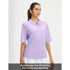 image:imagebaleaf Womens Golf Shirts Half Sleeve Elbow Length Sleeves Polo Tops Workout Athletic Collared Quarter Zip V Neck UPFLight Purple