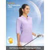 image:imagebaleaf Womens Golf Shirts Half Sleeve Elbow Length Sleeves Polo Tops Workout Athletic Collared Quarter Zip V Neck UPFLight Purple