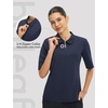 image:imagebaleaf Womens Golf Shirts Half Sleeve Elbow Length Sleeves Polo Tops Workout Athletic Collared Quarter Zip V Neck UPFNavy Blue