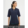image:imagebaleaf Womens Golf Shirts Half Sleeve Elbow Length Sleeves Polo Tops Workout Athletic Collared Quarter Zip V Neck UPFNavy Blue
