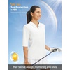 image:imagebaleaf Womens Golf Shirts Half Sleeve Elbow Length Sleeves Polo Tops Workout Athletic Collared Quarter Zip V Neck UPFStar White