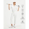 image:imagebaleaf Womens Golf Shirts Half Sleeve Elbow Length Sleeves Polo Tops Workout Athletic Collared Quarter Zip V Neck UPFStar White