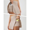 image:imagebaleaf Womens Tennis Skirts Double Ruffle Athletic Pleated Skirt with 2 Pockets High Waisted Tummy Control Golf SkortsKhaki