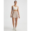 image:imagebaleaf Womens Tennis Skirts Double Ruffle Athletic Pleated Skirt with 2 Pockets High Waisted Tummy Control Golf SkortsKhaki