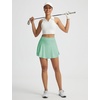 image:imagebaleaf Womens Tennis Skirts Double Ruffle Athletic Pleated Skirt with 2 Pockets High Waisted Tummy Control Golf SkortsLight Green