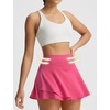 image:imagebaleaf Womens Tennis Skirts Double Ruffle Athletic Pleated Skirt with 2 Pockets High Waisted Tummy Control Golf SkortsPink