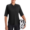 image:imagebaleaf Womens Cycling Jersey Half Sleeve Bike Shirts Quick Dry Half Zip Biking Tops UPF 50 Pockets Workout Runing HikingBlack