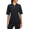 image:imagebaleaf Womens Golf Shirts Half Sleeve Elbow Length Sleeves Polo Tops Workout Athletic Collared Quarter Zip V Neck UPFBlack