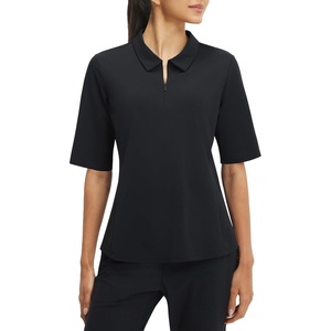 image:imagebaleaf Womens Golf Shirts Half Sleeve Elbow Length Sleeves Polo Tops Workout Athletic Collared Quarter Zip V Neck UPFBlack