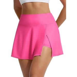 image:imagebaleaf Womens High Waisted 14 Swim Skirts Boxer Liner Quick Dry Tennis Skirt Bathing Suit Split Swimsuit Bottom with PocketPink