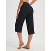 image:imagebaleaf Capris for Women with Pockets Yoga Capri Pants High Waist Straight Leg for Casual Summer PantBlack